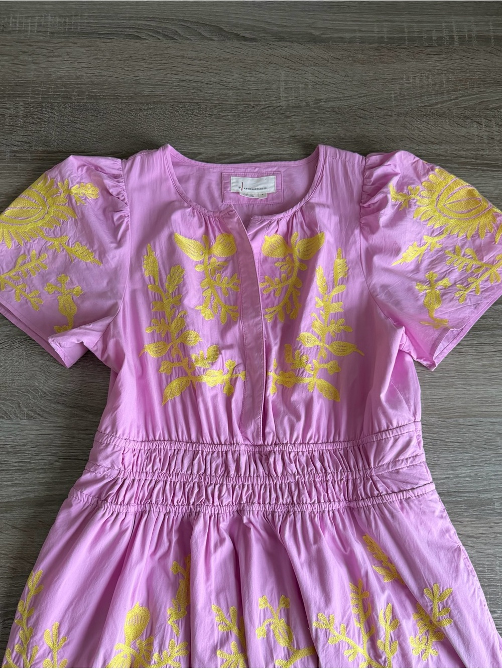 Anthropologie Somerset Maxi Dress in Pink & Yellow Embroidered Edition Sz Medium - Picture 7 of 15